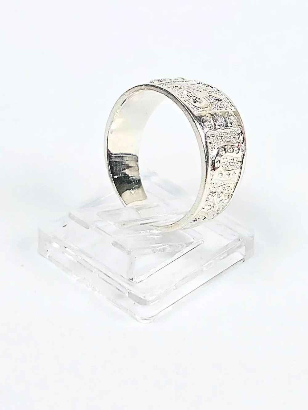 Lucky Symbols Wide Band Ring CZ 925 Sterling Silver Anillo de la Suerte